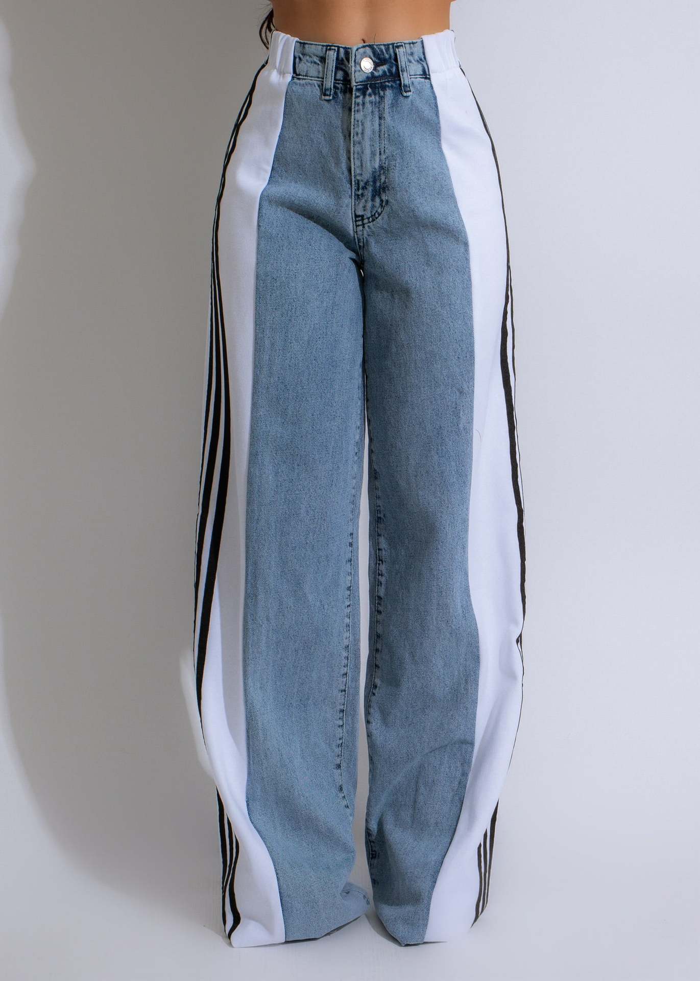 Fashion Casual High Waist Elastic Straight Leg Trousers 