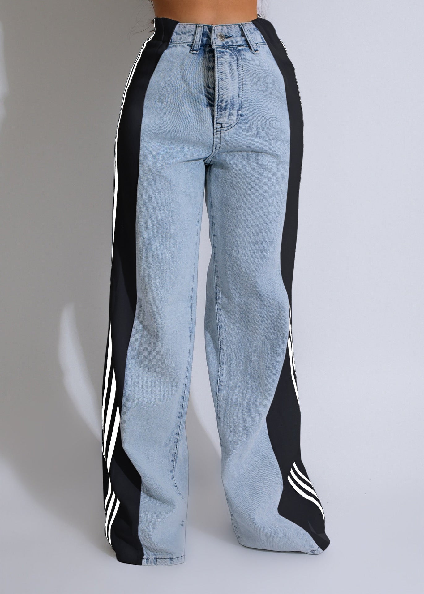 Fashion Casual High Waist Elastic Straight Leg Trousers 