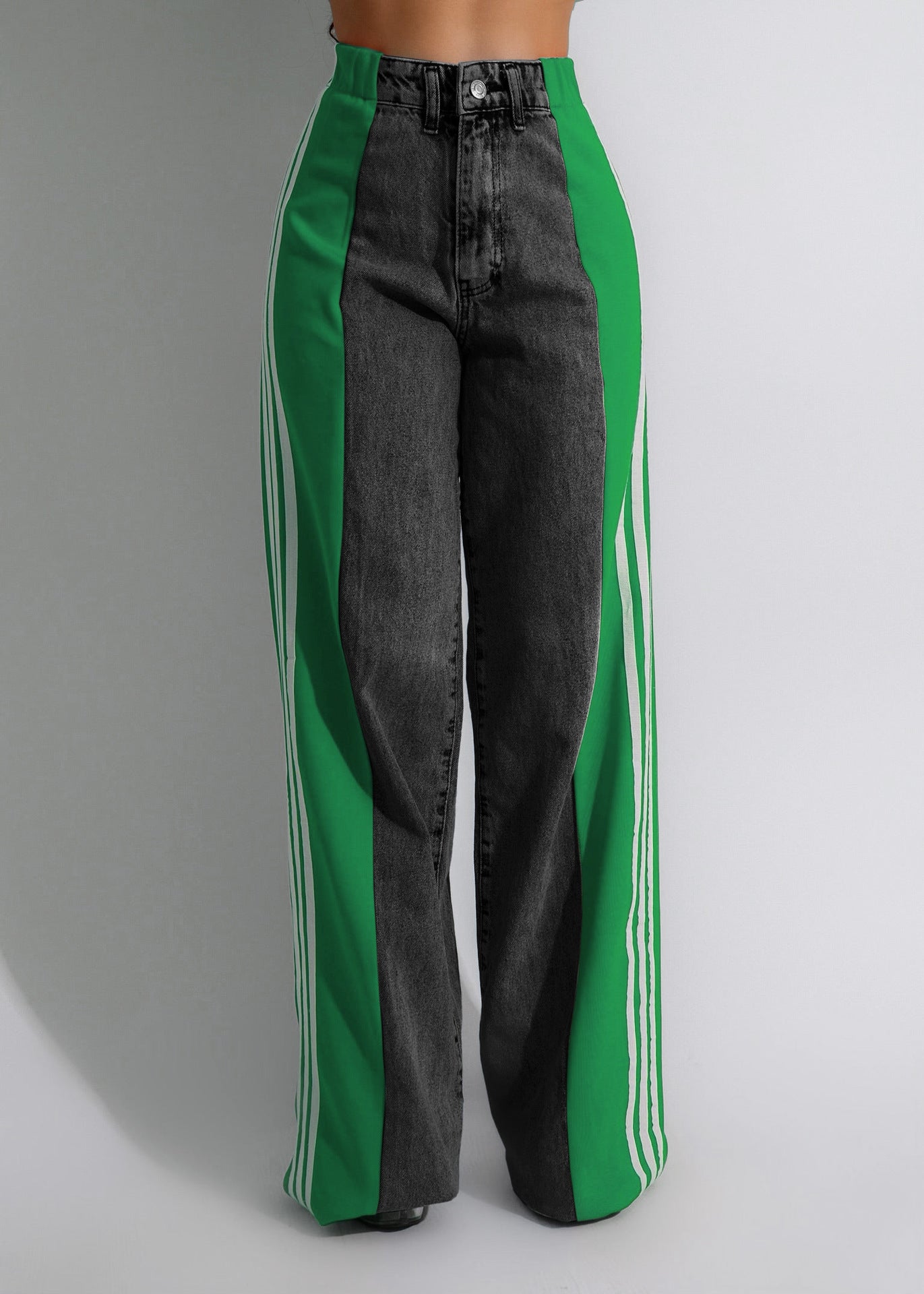 Fashion Casual High Waist Elastic Straight Leg Trousers 