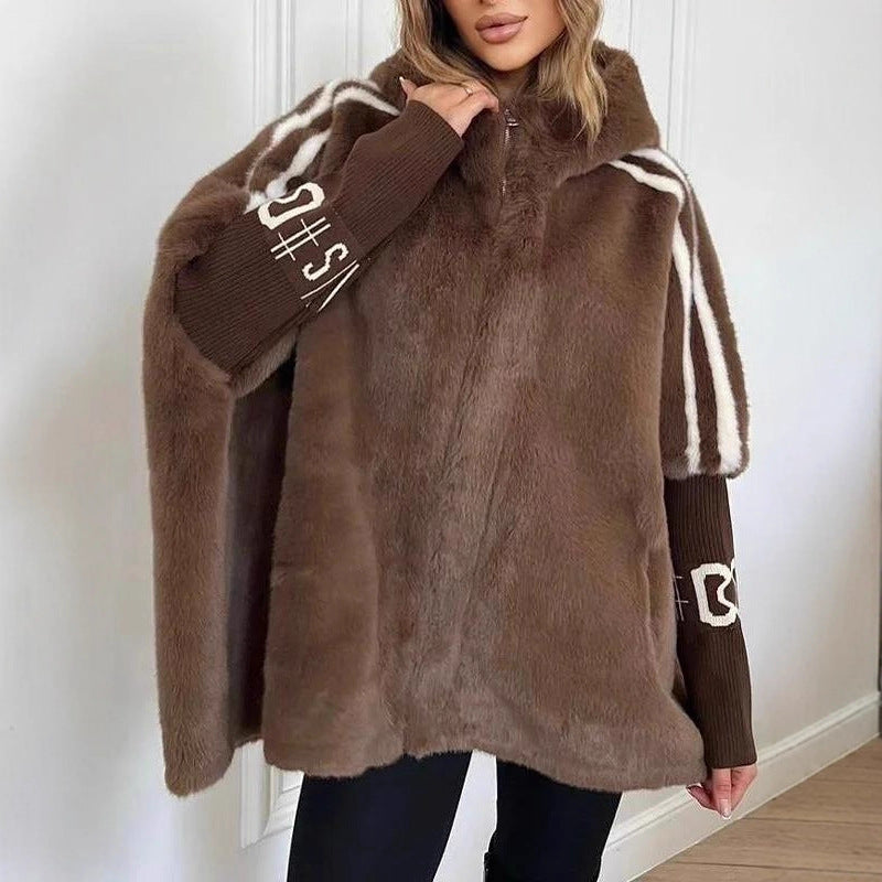 Mink Fur Coat Women's Short Stand Collar Loose