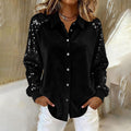 Women's Fashion Sequins Long Sleeve Blouses 