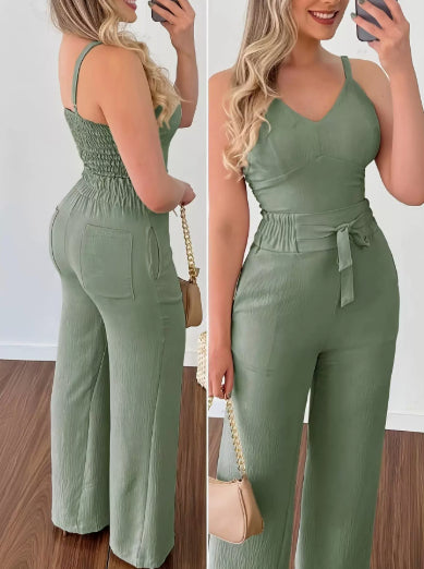 Women's Camisole Straight-leg Pants Casual Suit