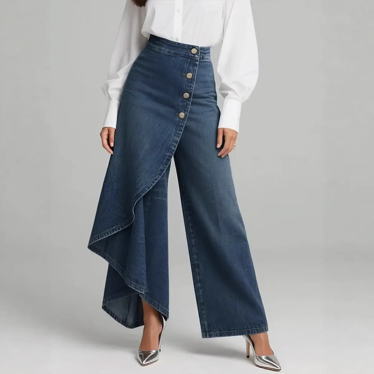 Women's Solid-Color Fashionable Casual Real Denim Jeans