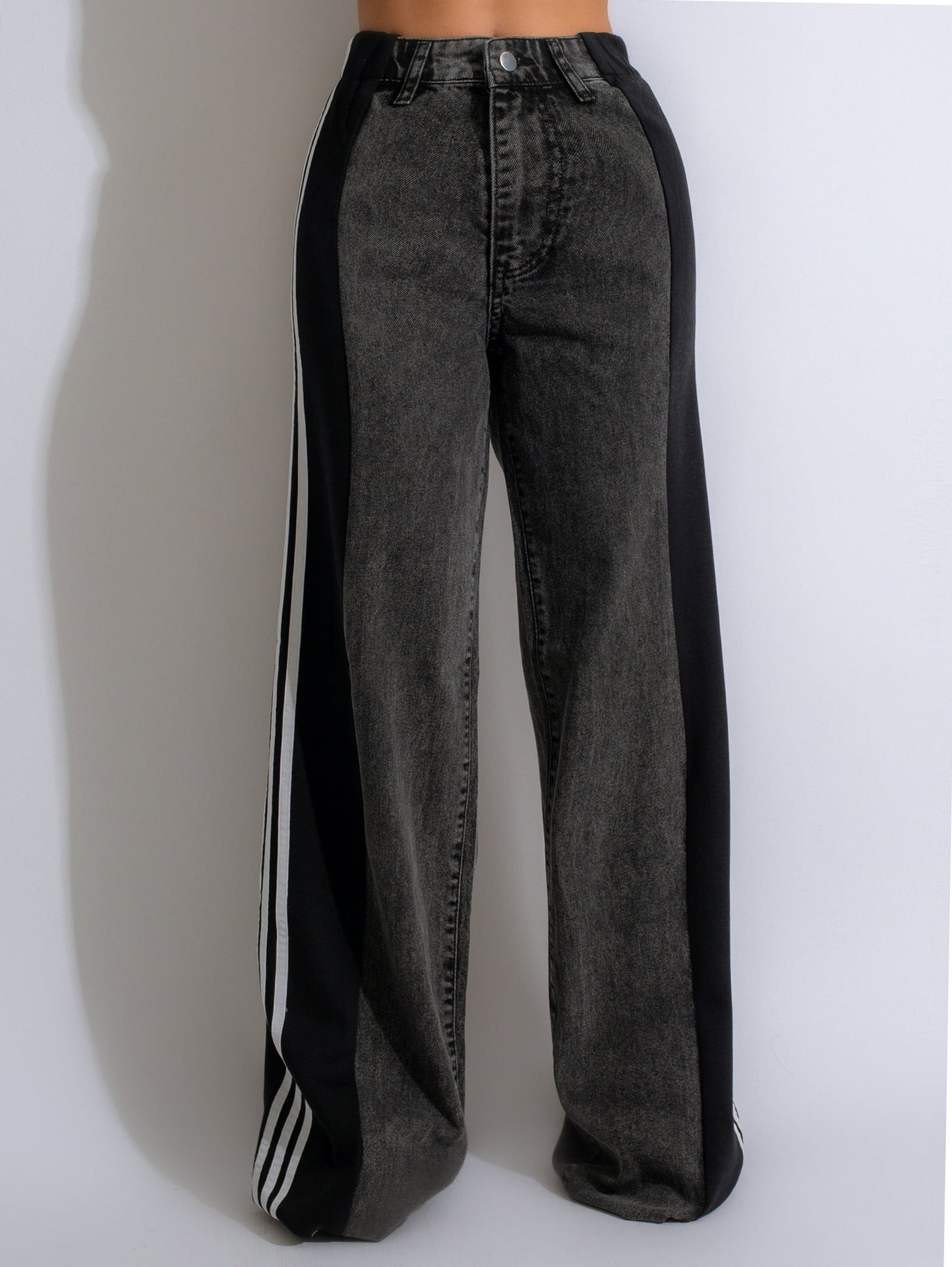 Fashion Casual High Waist Elastic Straight Leg Trousers 