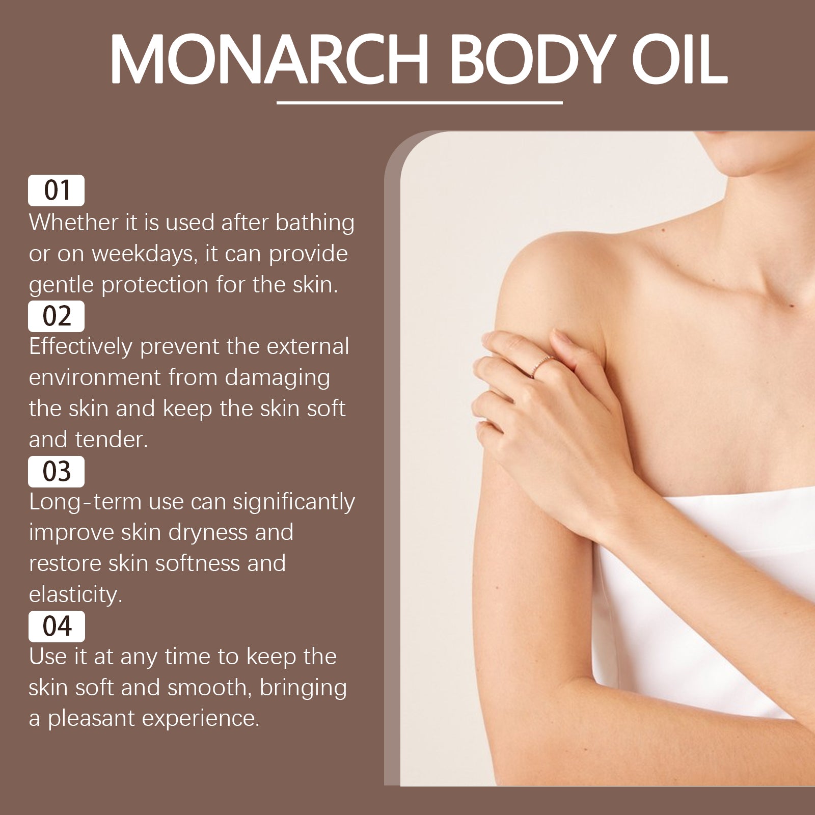 Applying OUHOE Body Moisturizing Oil on skin