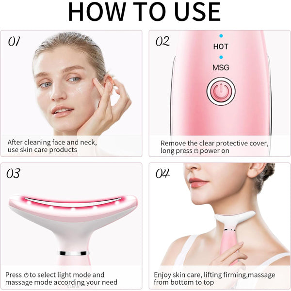 Facial And Neck Massager Pink Neck Beauty Device