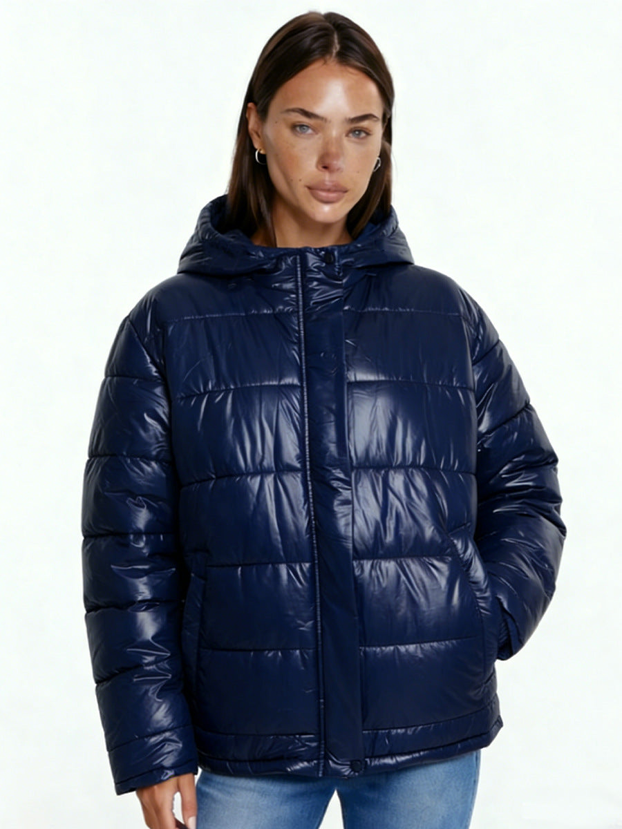 New Fall Winter Hooded Film Splash Proof Jacket Long-sleeved Cotton-padded Coat