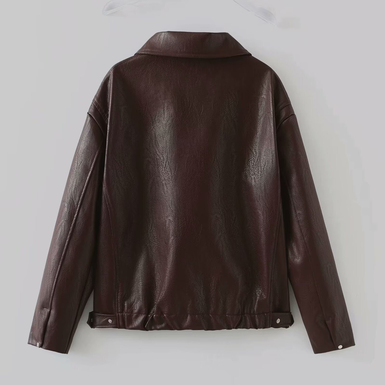 Solid Color Lapel Zipper Jacket Fashion Casual Long Sleeve 