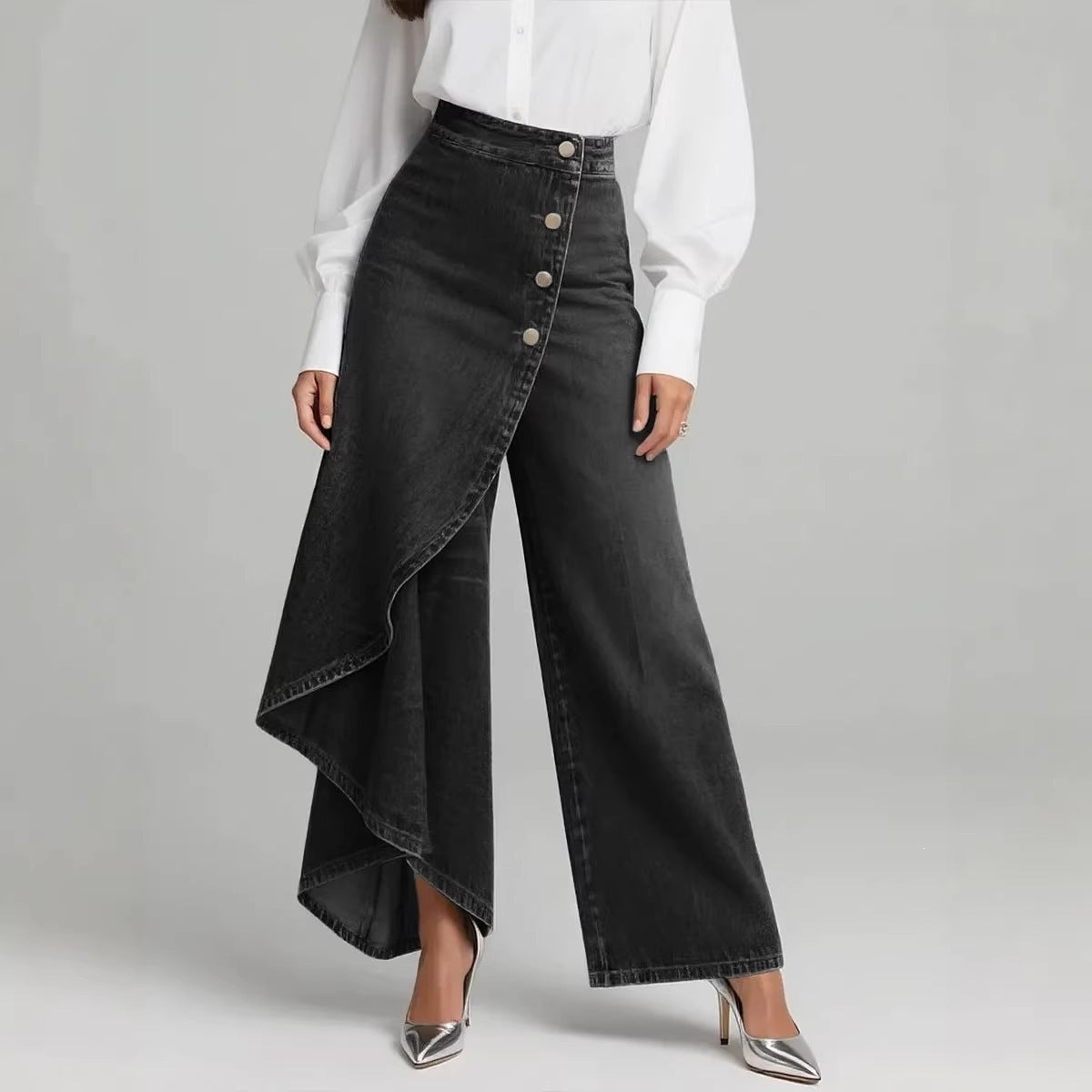 Women's Solid-Color Fashionable Casual Real Denim Jeans