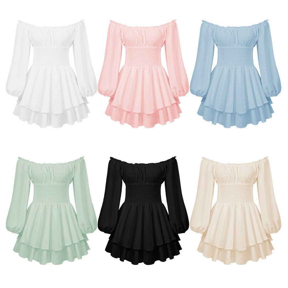 Fashion Solid Color Off-neck