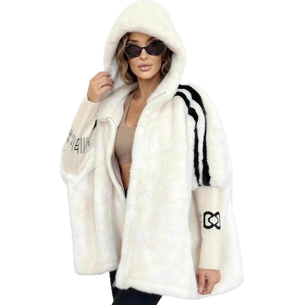 Mink Fur Coat Women's Short Stand Collar Loose