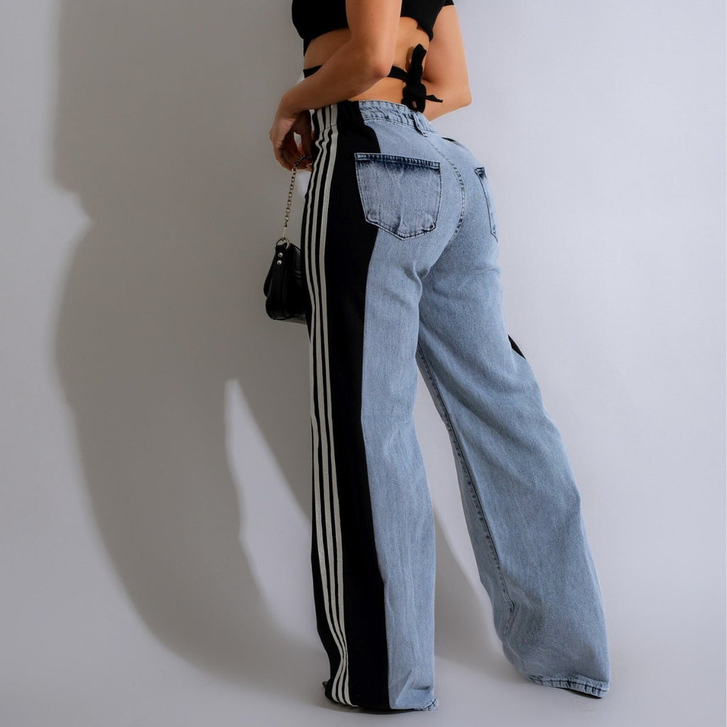 Fashion Casual High Waist Elastic Straight Leg Trousers 