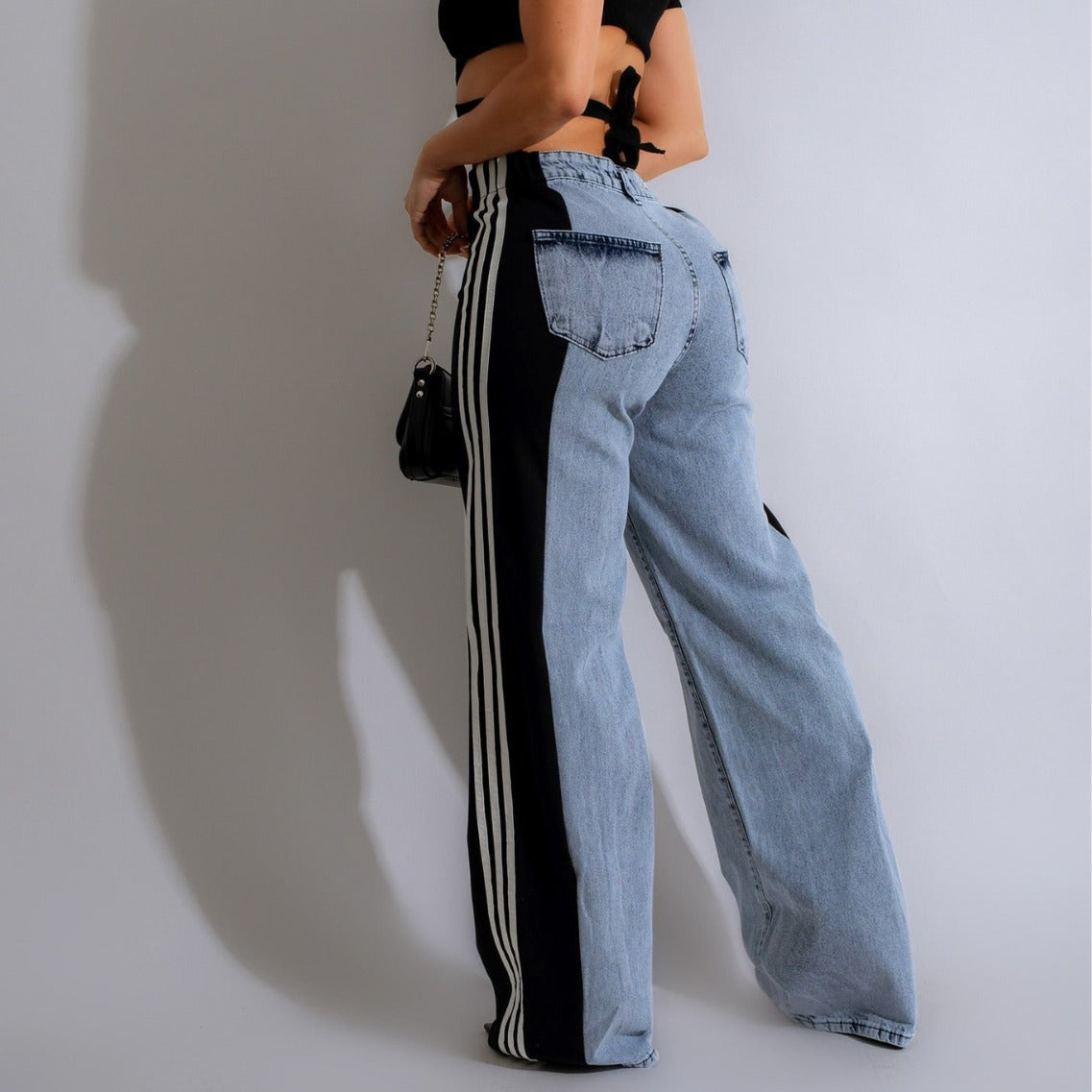 Fashion Casual High Waist Elastic Straight Leg Trousers 