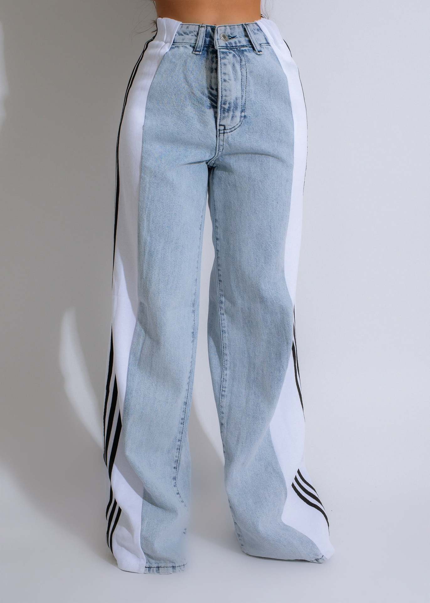 Fashion Casual High Waist Elastic Straight Leg Trousers 