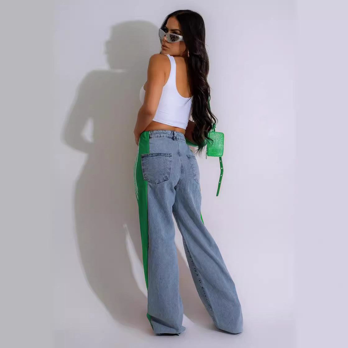 Fashion Casual High Waist Elastic Straight Leg Trousers 