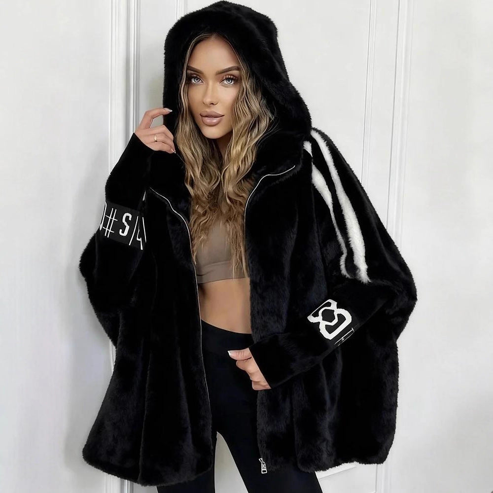 Mink Fur Coat Women's Short Stand Collar Loose