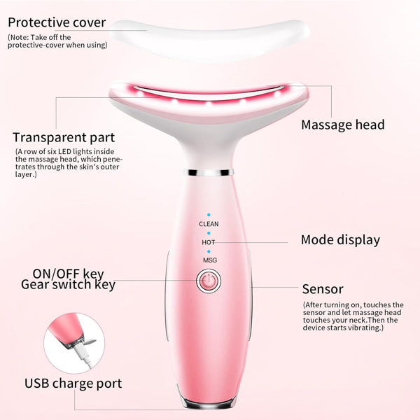 Facial And Neck Massager Pink Neck Beauty Device