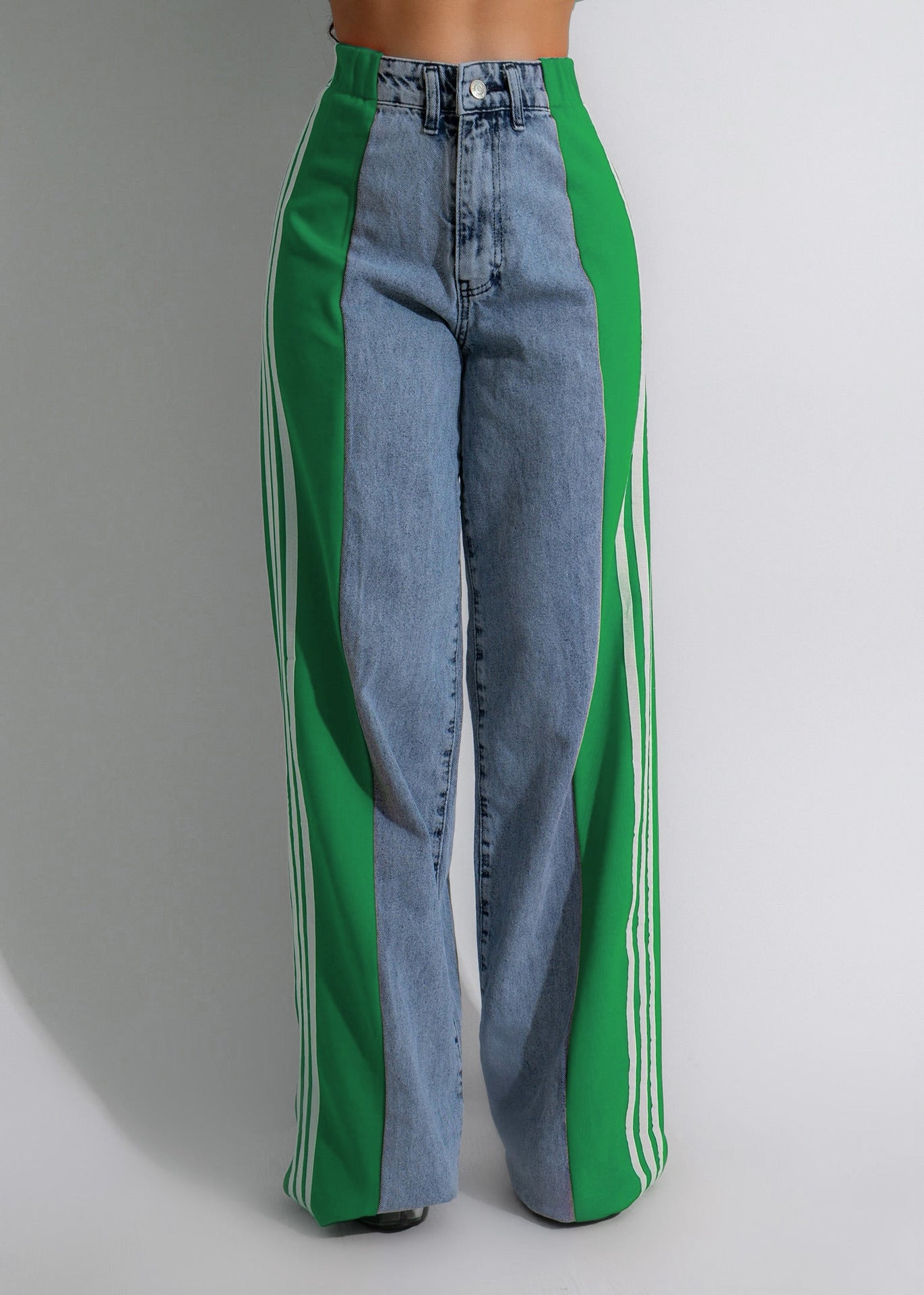 Fashion Casual High Waist Elastic Straight Leg Trousers 