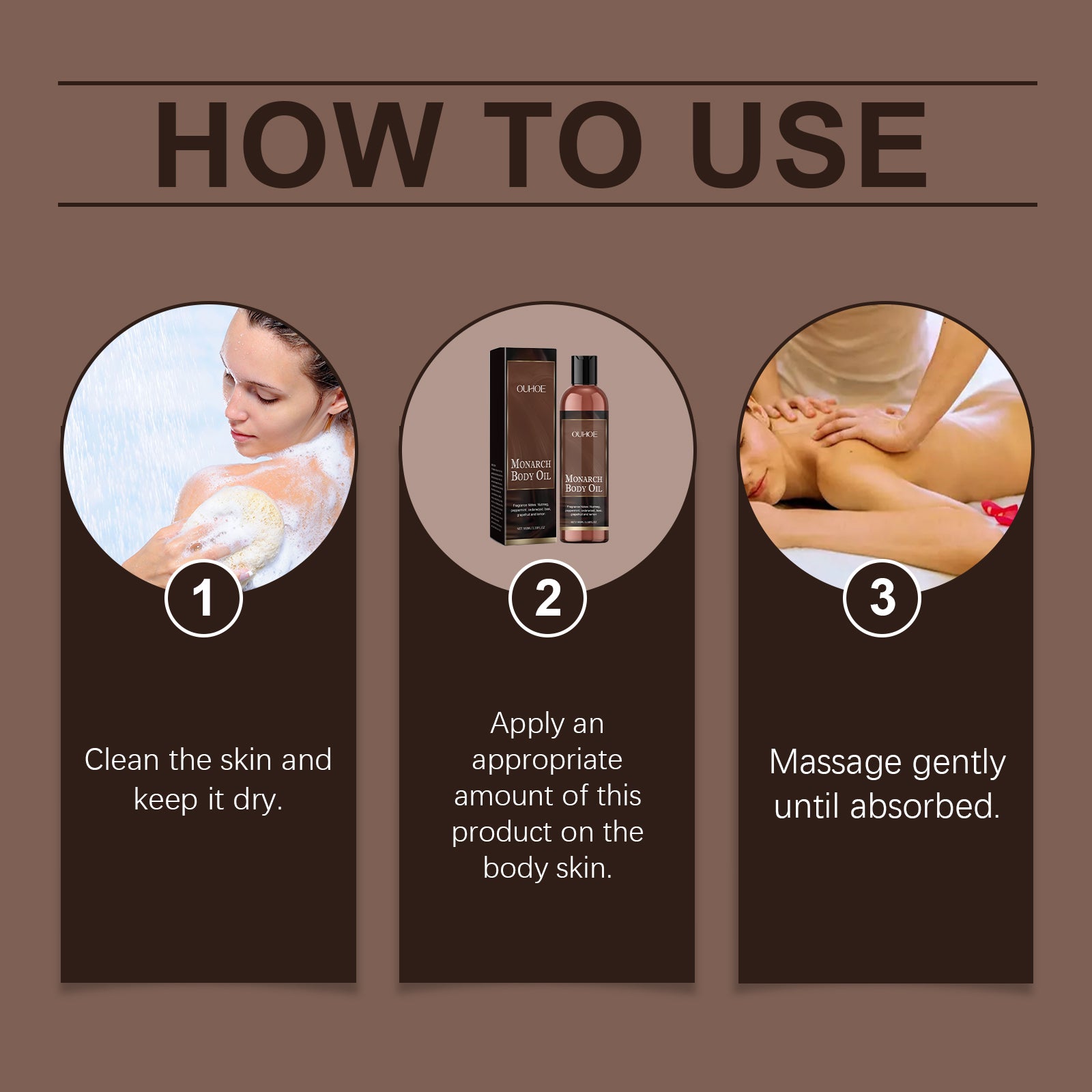 OUHOE Body Moisturizing Oil ingredients label